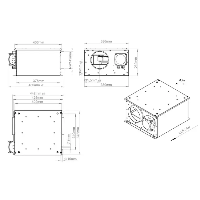 Ventilateur tubulaire isolé 150 mm - ISORX 150 EC K 01