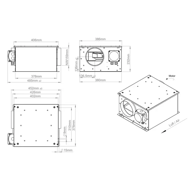 Ventilateur tubulaire isolé 160 mm - ISORX 160 EC K 01