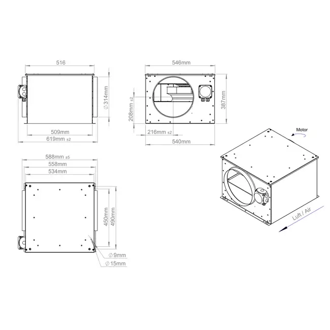 Ventilateur tubulaire 315 mm isolé - ISORX 315 EC K 01
