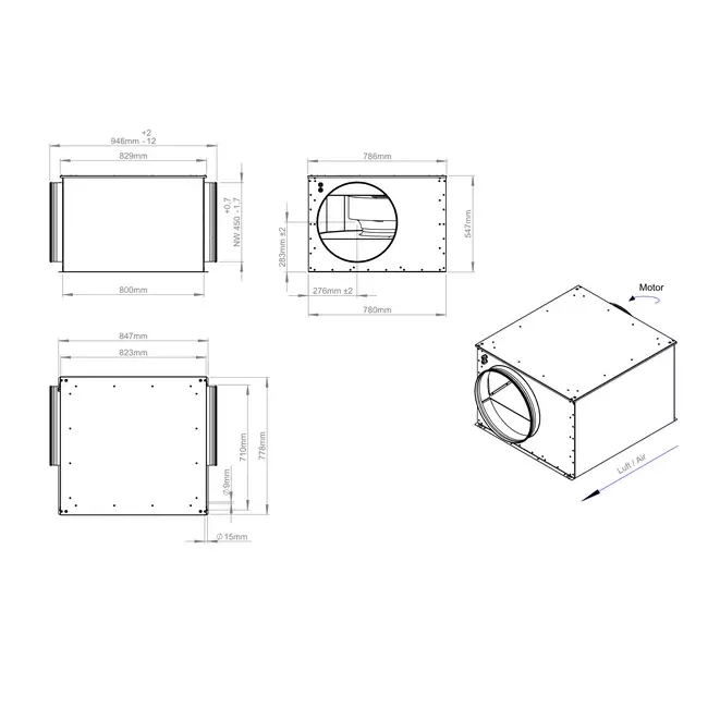 Ventilateur tubulaire isolé 450 mm - ISOR 450 EC K 01