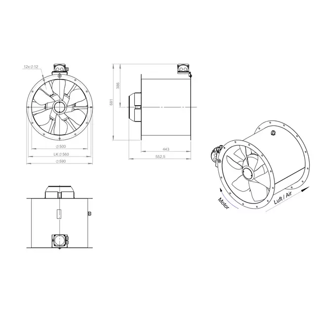 Ventilateur axial de 500 mm - AL 500 D2 01 CFG