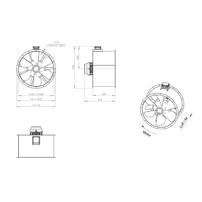 Ventilateur axial 1000 mm F300- AL 1000 D4 F3 04 CFG