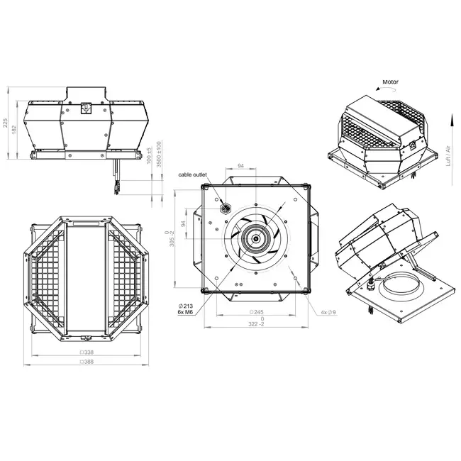 Contrôle de la pression constante verticale du ventilateur de toit - DVA 220 EC O CRK 02