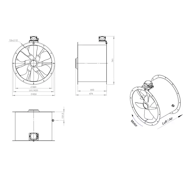 Ventilateur axial de 560 mm - AL 560 D4 02 CFG