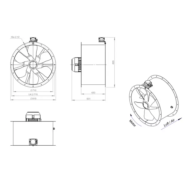 Ventilateur axial de 710 mm - AL 710 D6 02 CFG