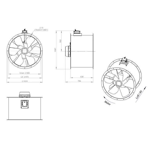 Ventilateur axial de 900 mm - AL 900 D6 03 CFG
