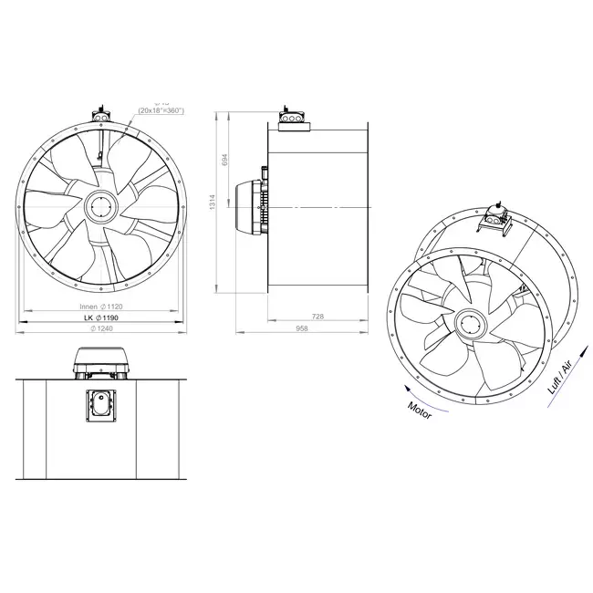 Ventilateur axial de 1120 mm - AL 1120 D6 05 CFG