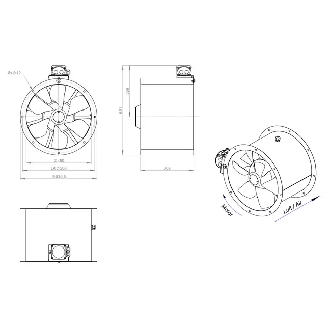 Ventilateur axial de 450 mm - AL 450 D42U 02 CFG