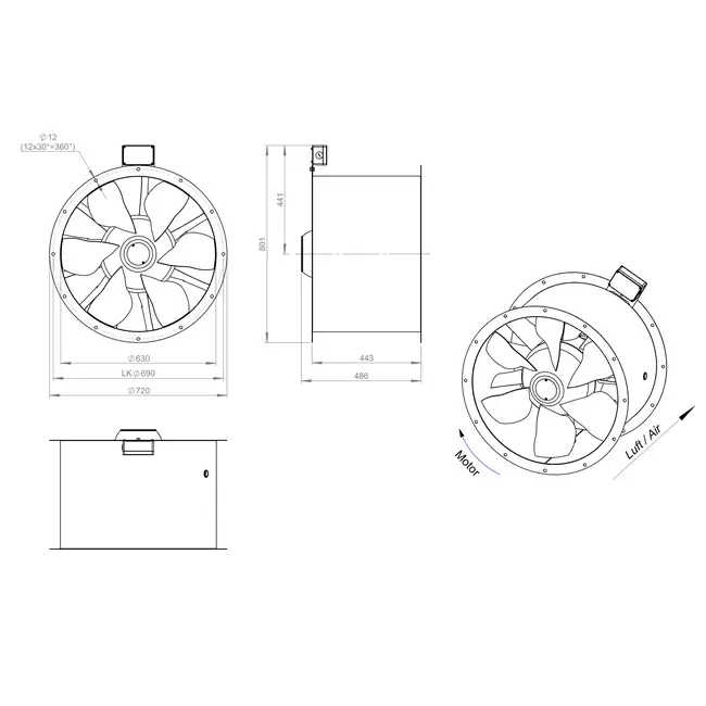 Ventilateur axial 630 mm F300- AL 630 D84U F3 02 CFG