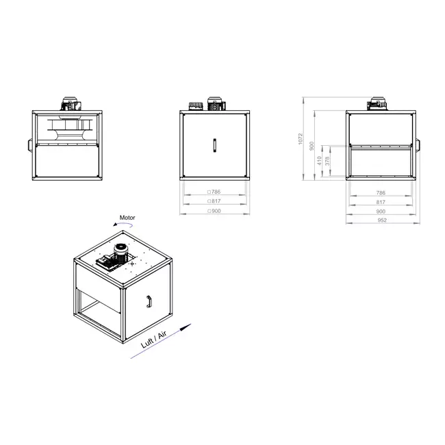 Moteur de ventilateur de caisson extérieur à débit linéaire - MPC TI 500 EC K01