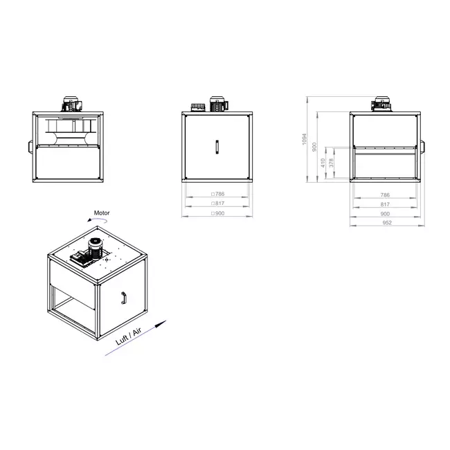 Moteur de ventilateur de caisson extérieur à débit linéaire - MPC TI 560 EC K01