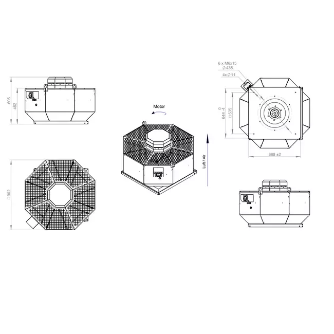 Ventilateur de toit vertical en métal - DVL 450 D4 RK 02