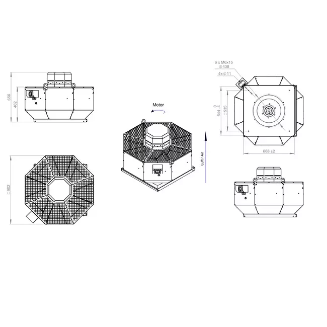Ventilateur de toit vertical en métal - DVL 500 D4 RK 02