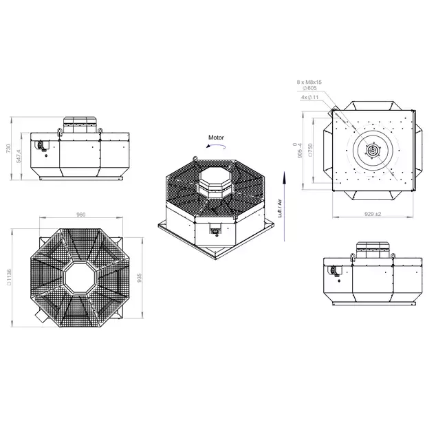 Ventilateur de toit vertical en métal - DVL 560 D4 RK 02