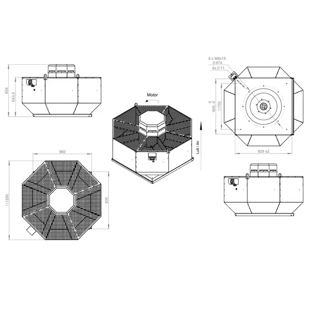 Ventilateur de toit vertical en métal - DVL 710 D6 RK 01