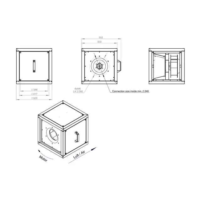 Moteur du ventilateur de la boîte débit d'air extérieur - MPC T 280 D2 I K 01