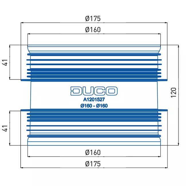 Raccord Duco avec caoutchouc D160-D160 (M/M)