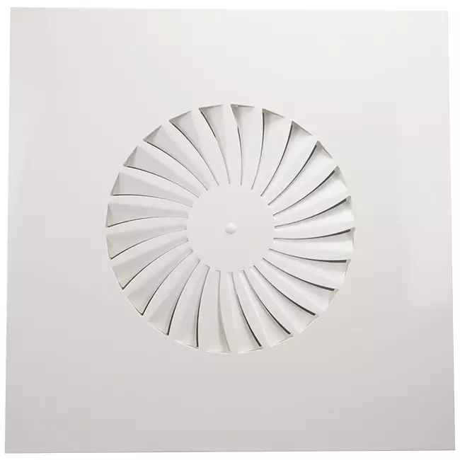 Diffuseur à jet hélicoïdal à ailettes fixes 400mm carré - SWS 400 RAL 9016