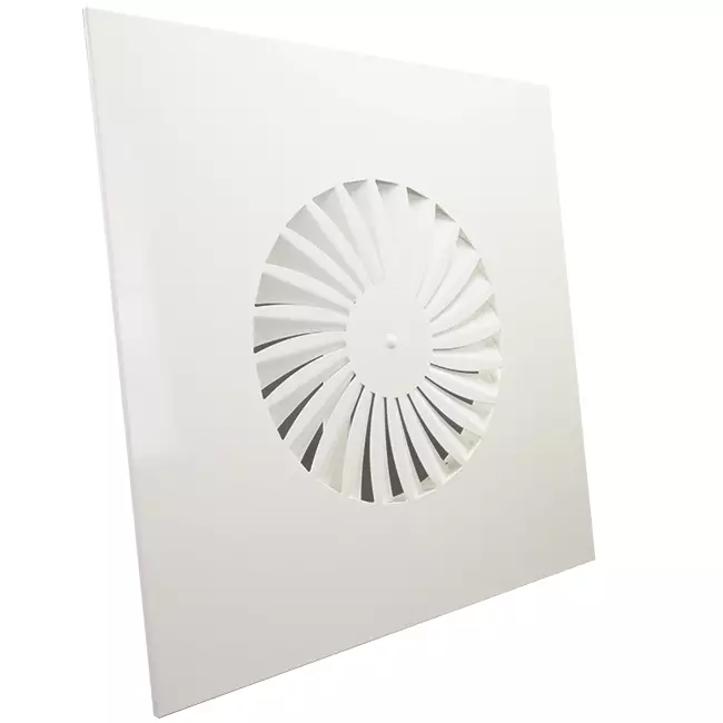 Diffuseur à jet hélicoïdal à ailettes fixes 400mm carré - SWS 400 RAL 9016