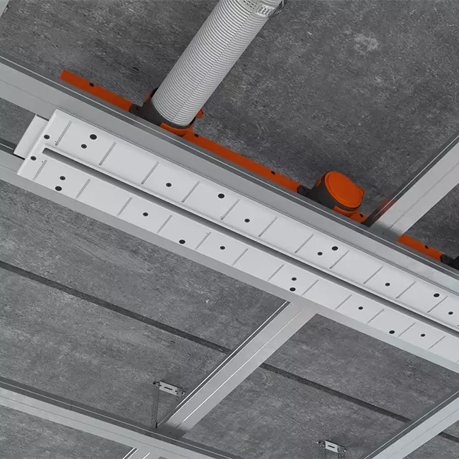 Diffuseur à fente sans cadre Ergovent 600 mm avec diamètre de raccordement 75 mm - profilé