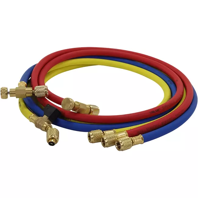 Jeu de tuyaux 1.5M R410A avec valve de mesure et joint schrader 5/16