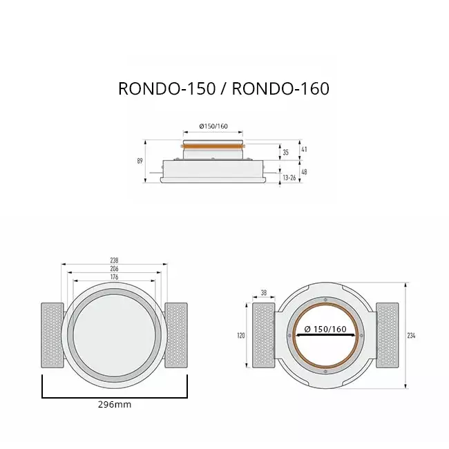 Ergovent bouche de ventilation sans cadre encastrable ronde 160 mm
