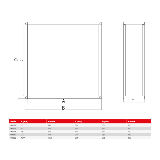 Raccord rectangulaire flexible Maxivent pour M4555 profil horizontal/bas - FC
