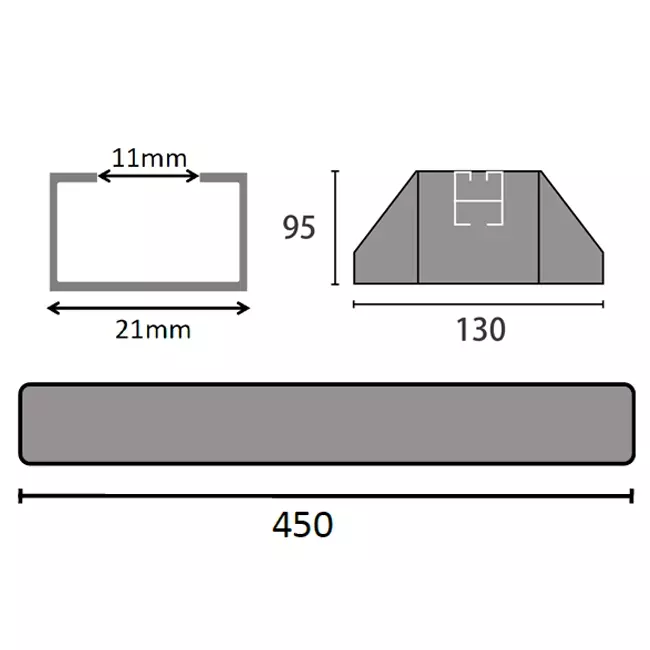 Barre de montage ClimaConnect en caoutchouc anti-vibrations 450 mm
