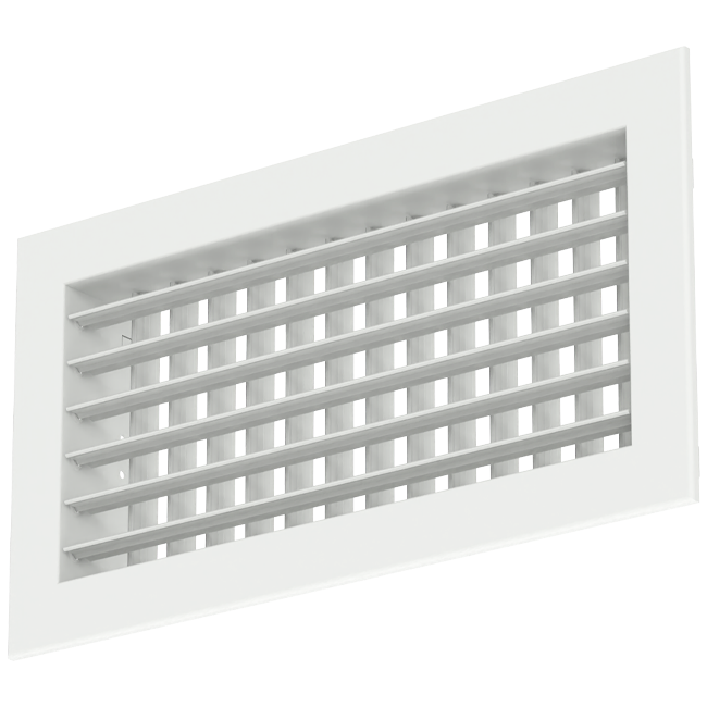 Grille murale double réglable en aluminium - avec ressorts de friction - 800x150 mm - RAL 9016