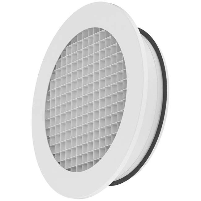 Grille murale circulaire en aluminium avec grille fixe - 200 mm - RAL 9003