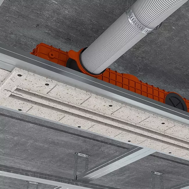 Diffuseur à fente sans cadre Ergovent 1050 mm avec diamètre de raccordement 90 mm - modulaire - 2 fentes