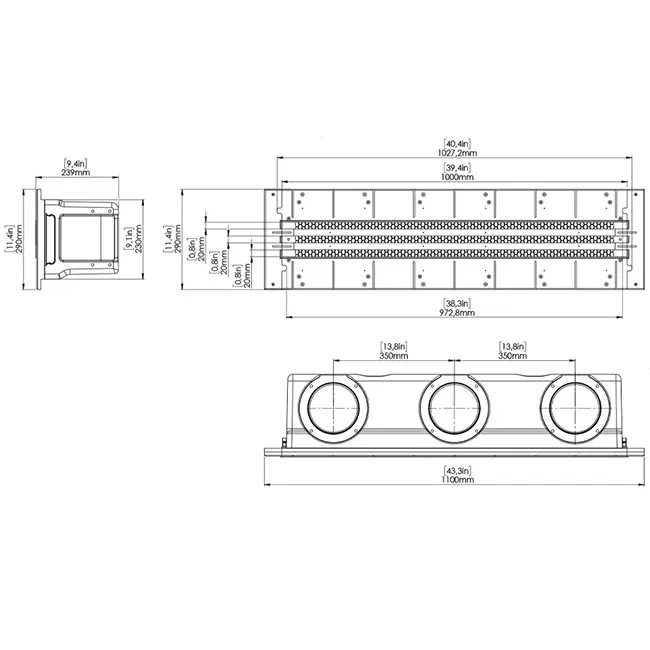 Grille Ergovent sans cadre 1000 mm avec diamètre de raccordement 150 mm - climatisation - 3 fentes