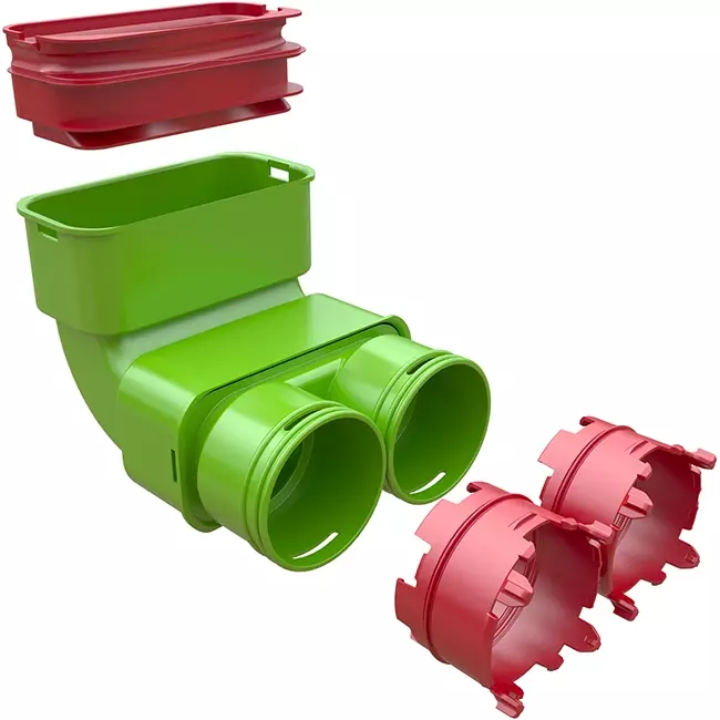 Ubbink Air Excellent 2x 23C - 55SC coude 90° réducteur - vertical