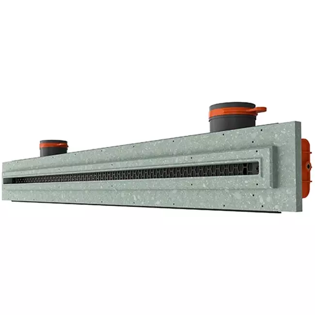 Grille linéaire encastrable sans cadre Ergovent 1000 mm avec diamètre de raccordement 75 mm - standard