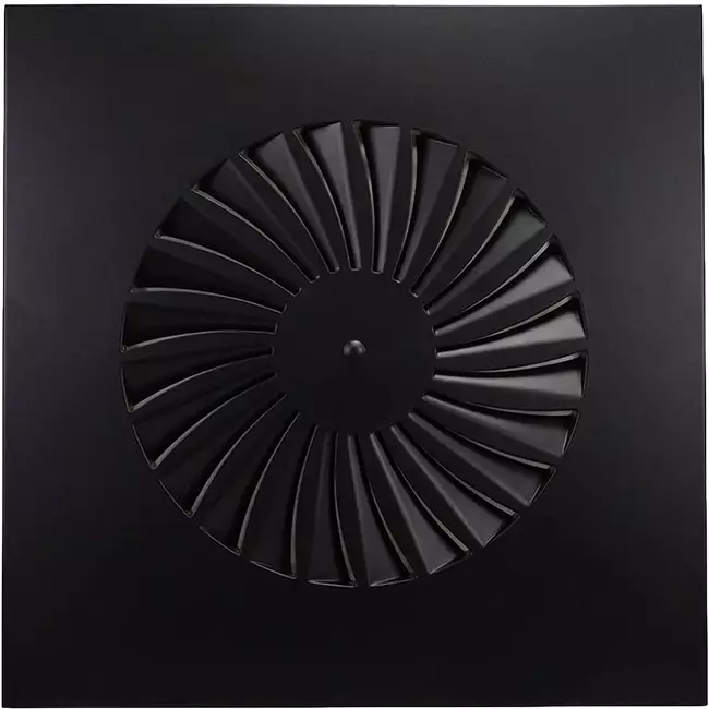 Diffuseur à jet hélicoïdal à ailettes fixes 600mm carré - SWS 600 RAL 9005 30% brillant