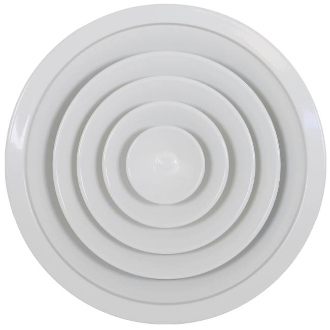 Grille de plafond ronde à motif fixe, Ø 250 mm - RAL9010