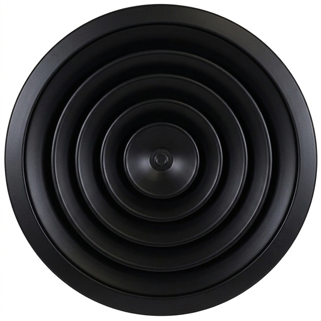Diffuseur plafonnier rond avec motif fixe Ø 300 mm - RAL9005 30% gloss