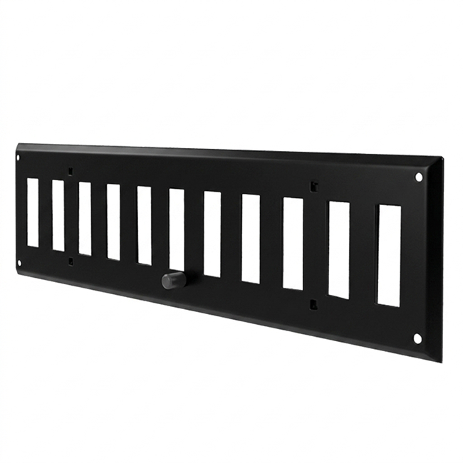 Grille murale réglable 400x100 mm métal - RAL9005 30% brillant