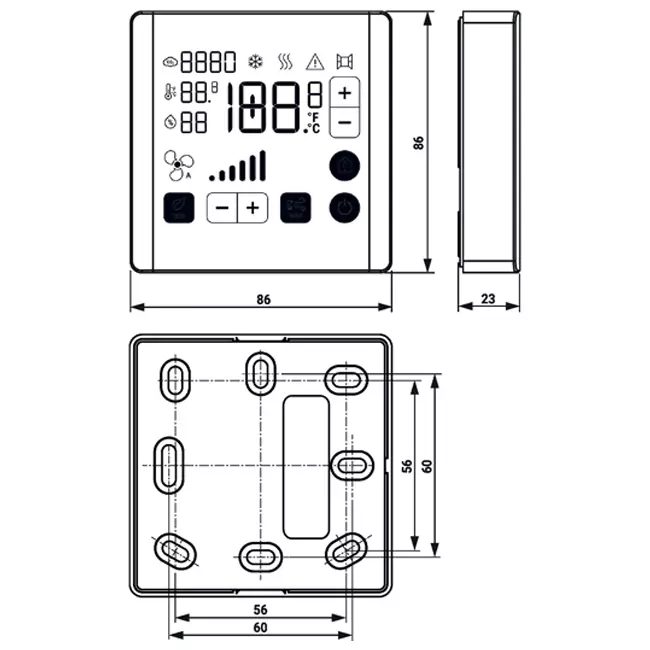 Belimo room control module for CO₂, humidity and temperature - ePaper touch display - MP-Bus - P-22RTM-1800D-1