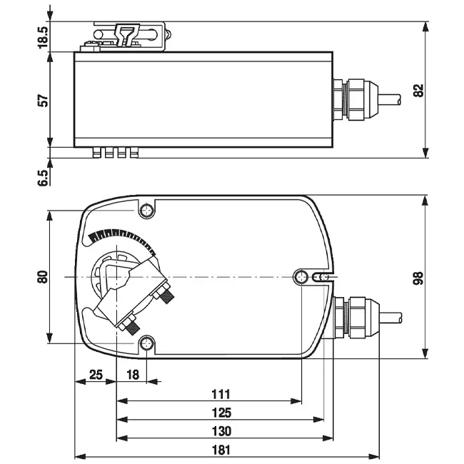 Servomoteur de vanne rotative Belimo avec retour par ressort 24V - ouvert/fermé - 4 Nm - LF24