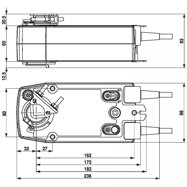 Servomoteur de vanne rotative Belimo avec retour par ressort 24V - ouvert/fermé - 10 Nm - NF24A-S2