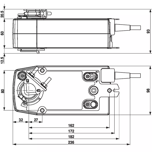 Belimo servomoteur de vanne à modulation avec retour par ressort 24V - 2-10V - 10 Nm - NF24A-SR
