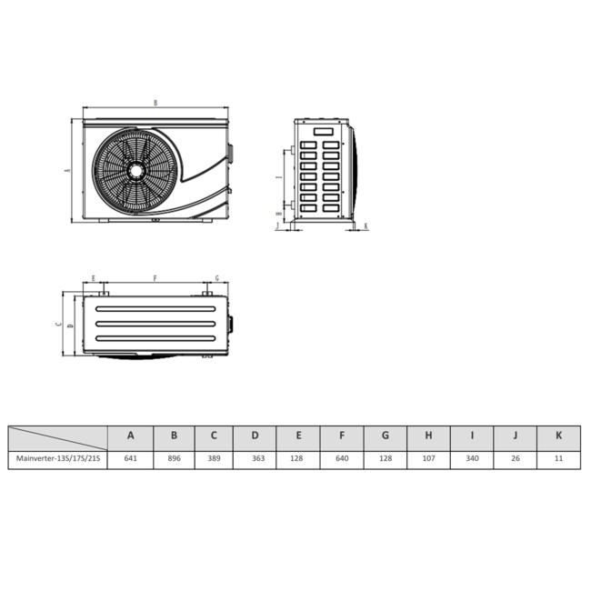 Pompe à chaleur pour piscine Kizura Maxinverter-13S 230V R32 12,8 kW