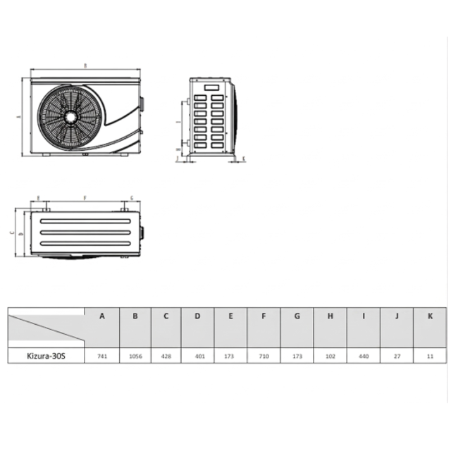 Pompe à chaleur pour piscine Kizura Maxinverter-30S 400V R32 30,1 kW