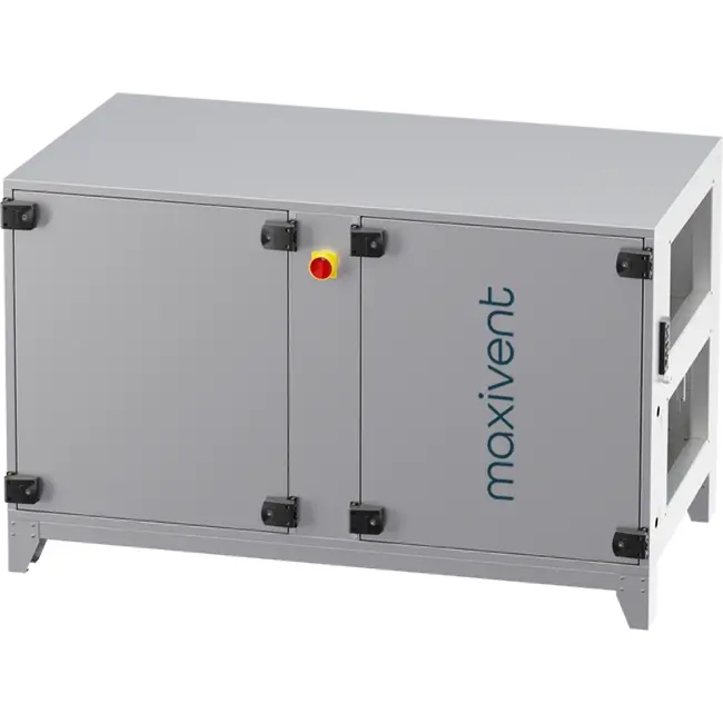 Centrales de traitement d'air Maxivent WTW avec échangeur à contre-courant de 2 000 m³/h et batterie à eau chaude, horizontale à gauche - PHE 2000 H WOJL