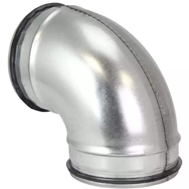 Coude spiralé court rond 90° Ø 150 mm pour conduit rigide galvanisé
