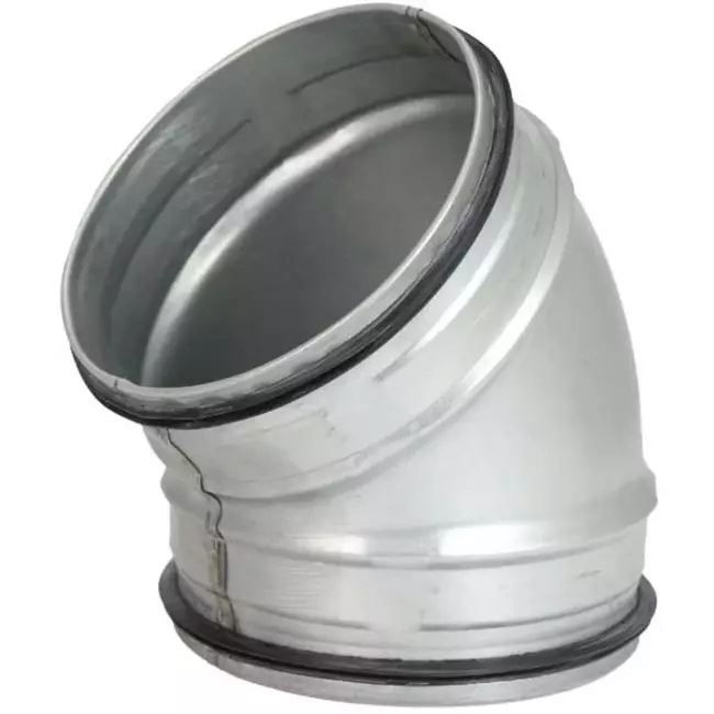 Coude spiralé court rond 45° Ø 100 mm pour conduit rigide galvanisé