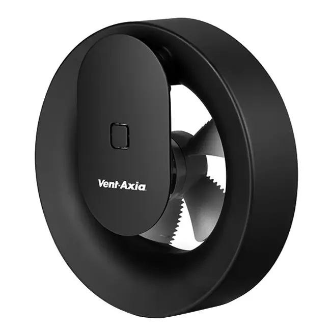Ventilateur de salle de bains Svara avec minuterie, capteur d'humidité et de lumière, 100-125 mm (contrôlé par application) NOIR