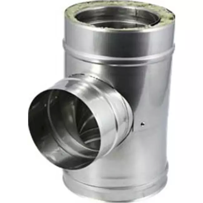Elément droit à double paroi diamètre 150 mm (150/200) Pièce en T T90 EW I316L/I304 (D0,5/0,6)