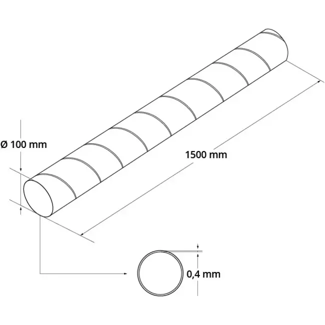 Conduit rigide galvanisé Ø 100 mm longueur 1,5 mètre - galvanisé